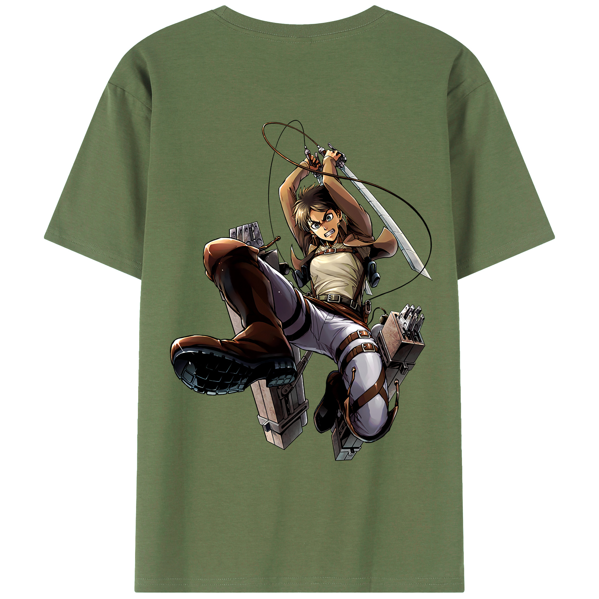（画像用） 進撃の巨人 エレン･イェーガー Attack on Titan Eren Jäger 綿100％ メンズ半袖Tシャツ（バックプリント） 通気性